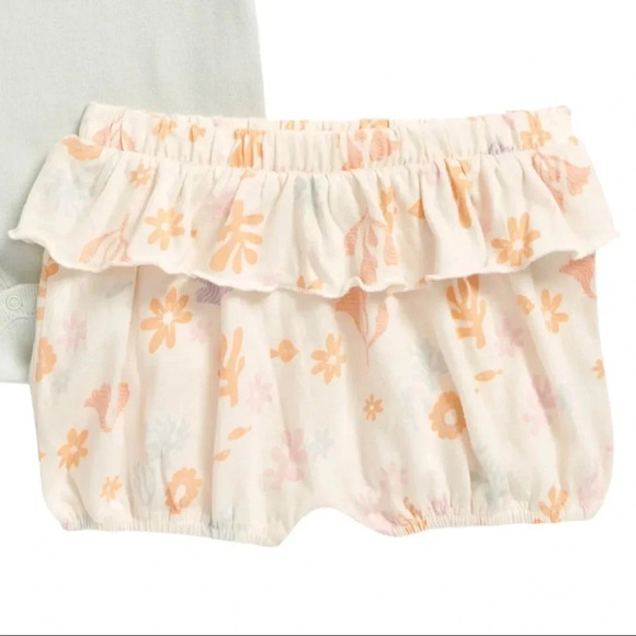 Nordstrom Green Floral Bloomers Set 3M 6M 9m 12m - Picture 3 of 3
